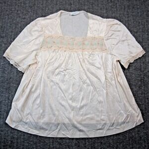 Vtg Vasarette Sleep Top 2XL Pink Floral Grandma Modest Cottagecore‎ Sweet Silky